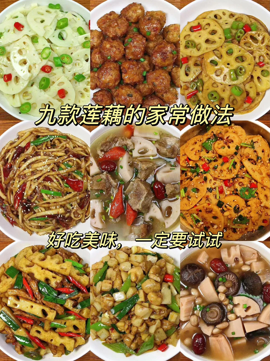 今天给大家分享九款莲藕的家常做法！每一款都是美味，非常好吃！喜欢吃莲藕的朋友们记