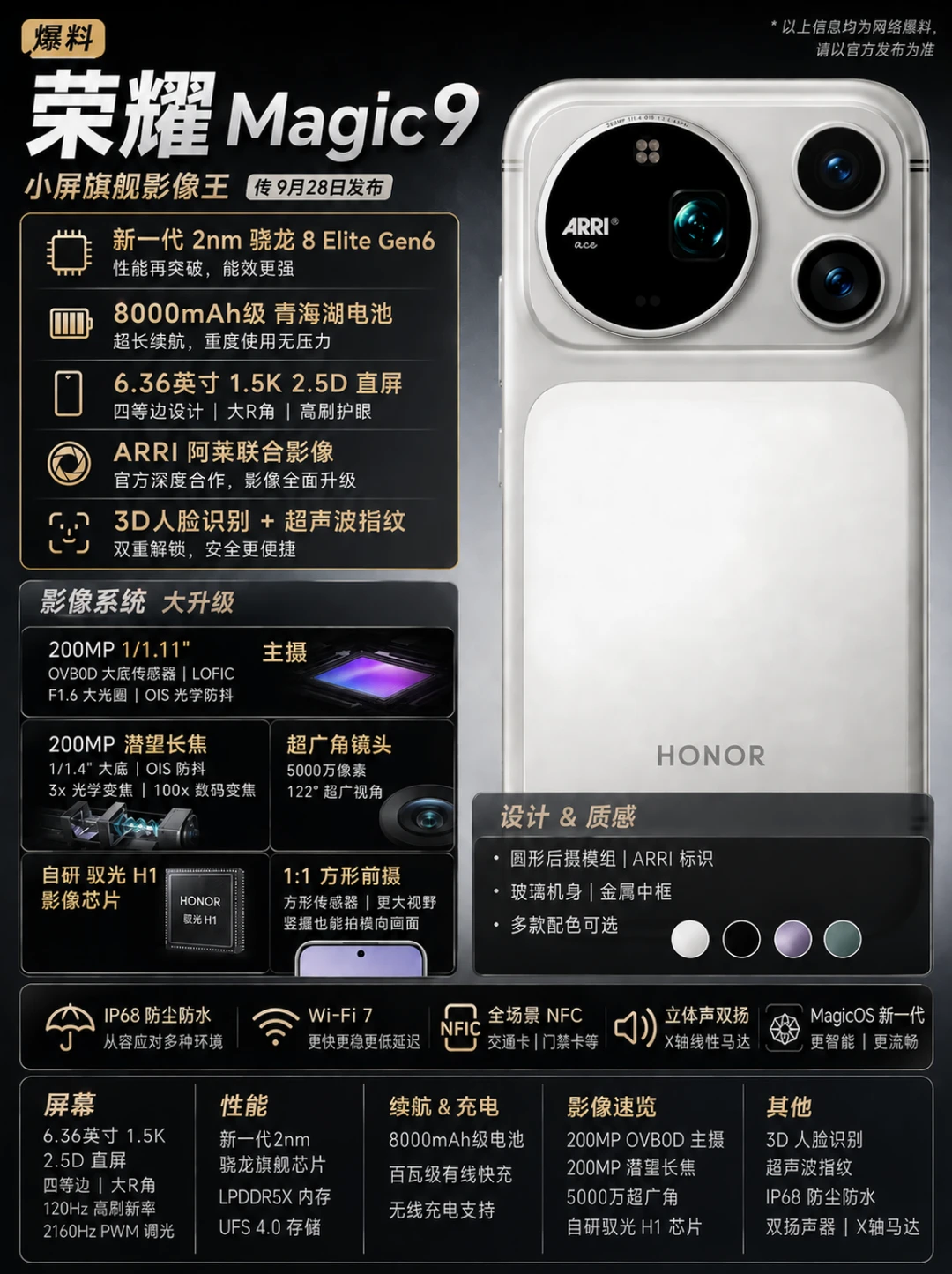 6.36英寸+8000mAh，荣耀Magic9真要这么狠？
