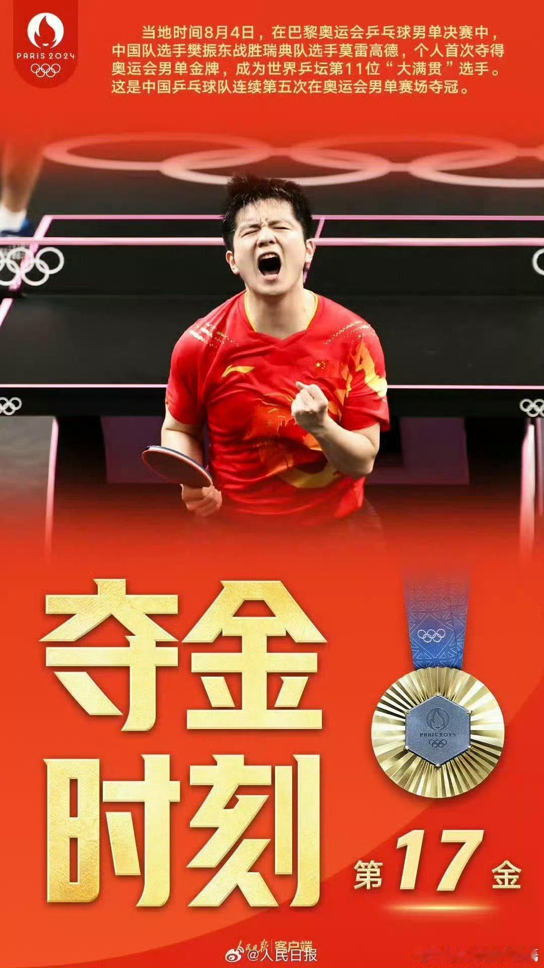 时隔两周年，回望2024年8月9日巴黎奥运男团决赛。男单赛场樊振东以4...
