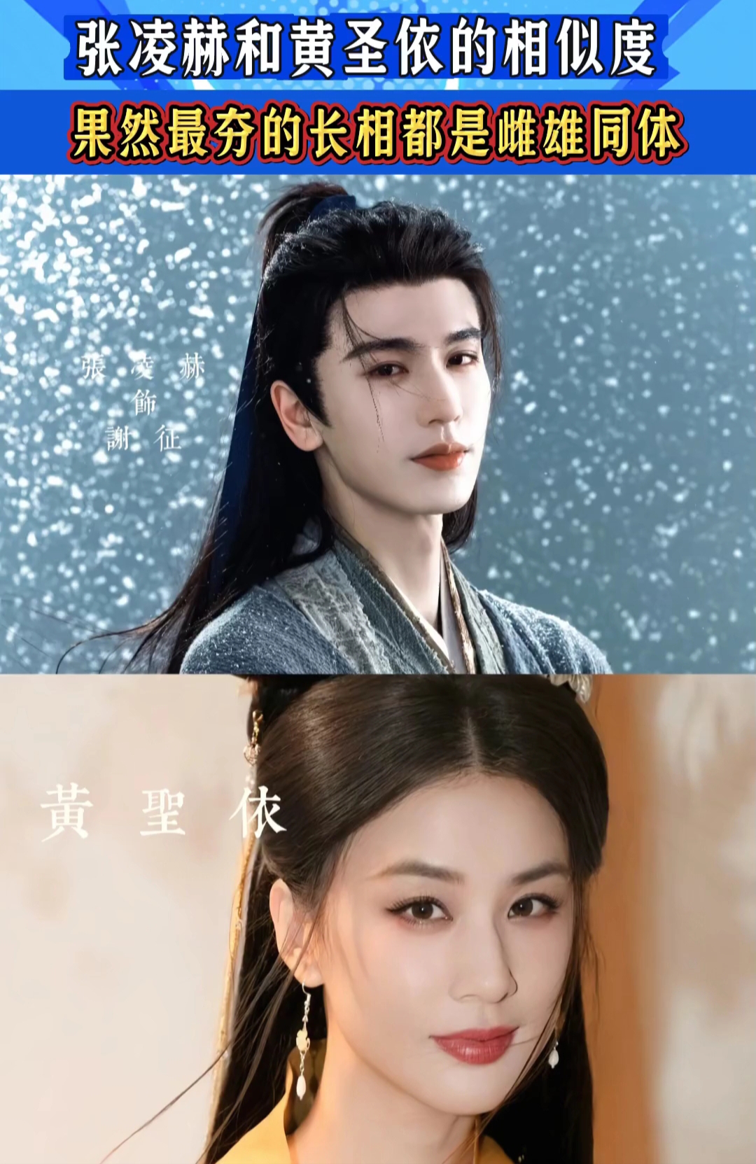 张凌赫撞脸黄圣依？“雌雄同体”的顶级骨相，你打几分？