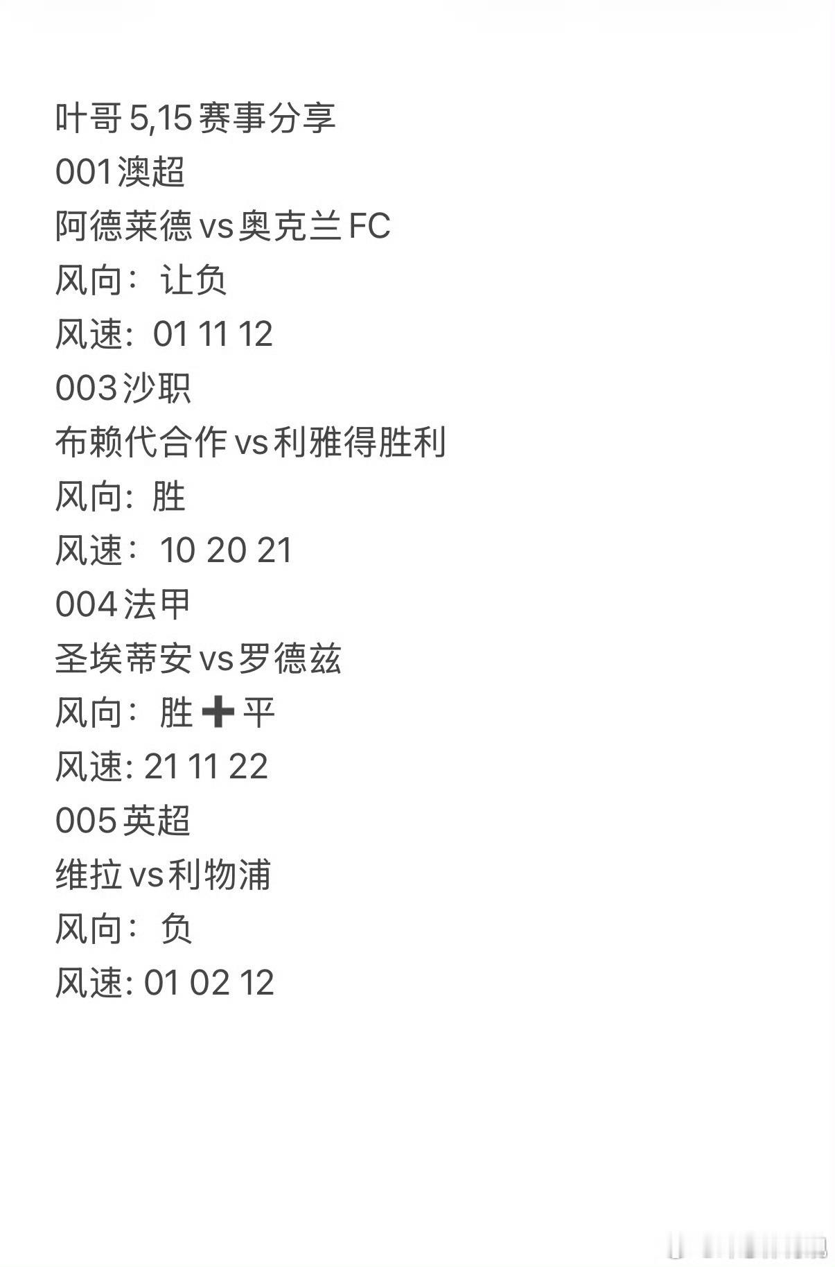 ⚡️5.15 晚间四大赛事 最新心水全盘奉上维度全面升级！风向+精准风...