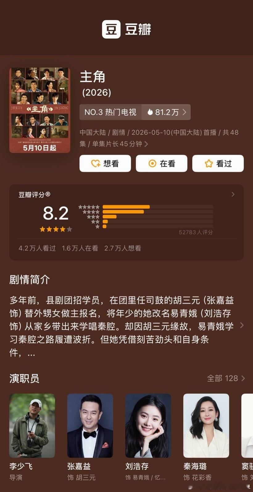主角豆瓣开分8.2分，还行，你们觉得低了还是高了？ ​​​