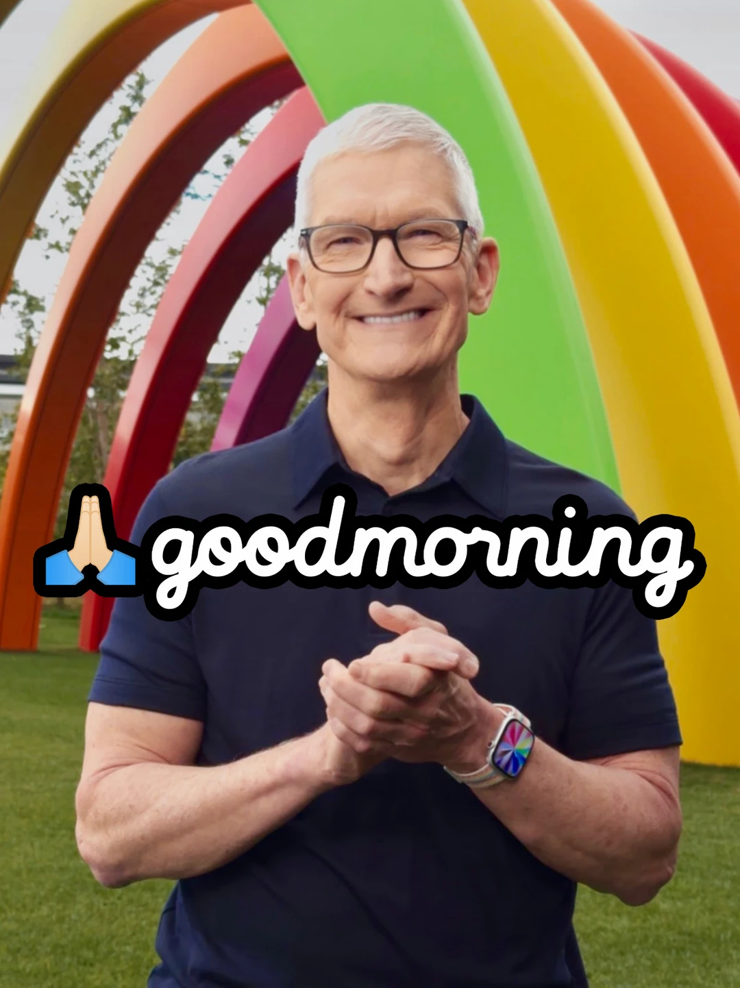 库克面容真和善，最后一次Good Morning🙏☀️
