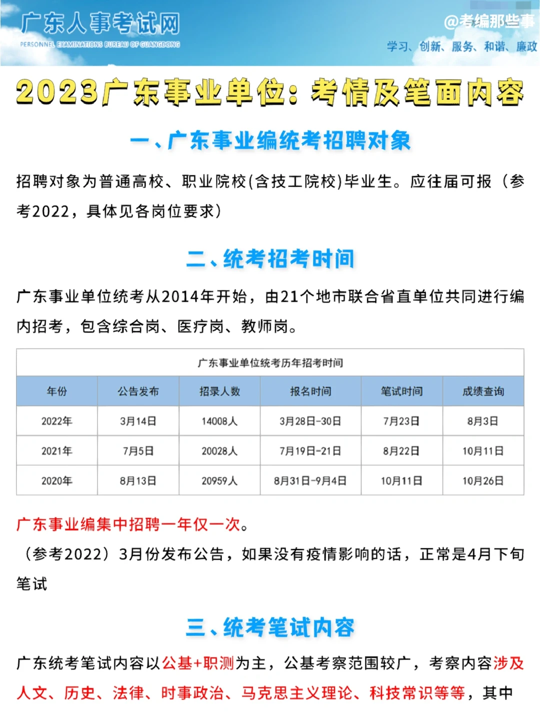 广东事业单位考情，2023统考报名时间！