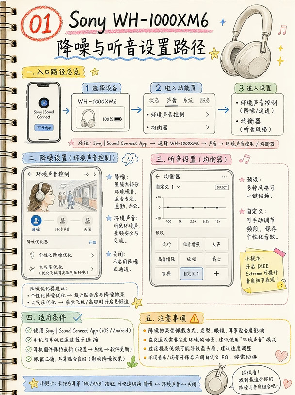 索尼XM6降噪设置速查
