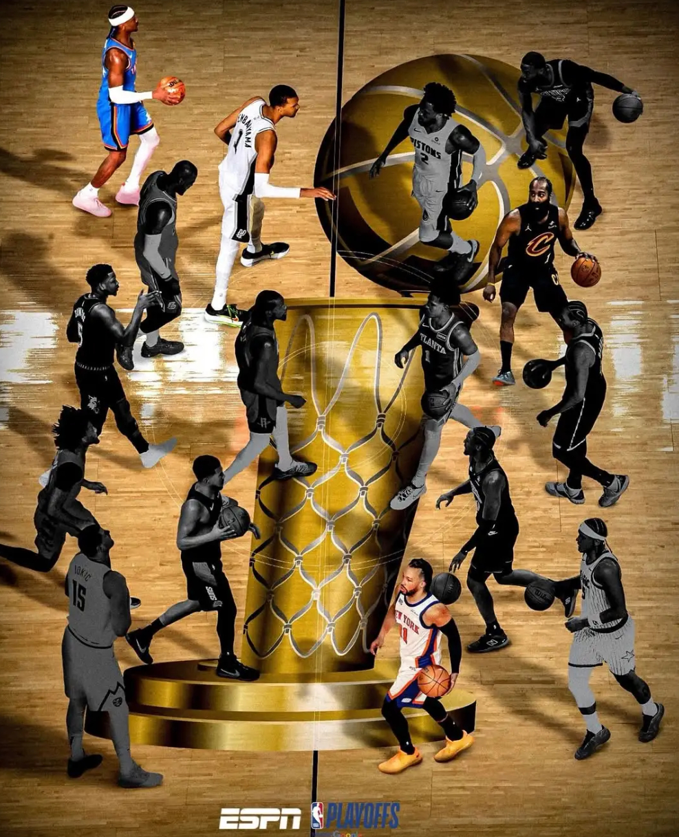 ESPN晒季后赛最新局势海报：哪两支球队将挺进总决赛呢？  随着今天骑...