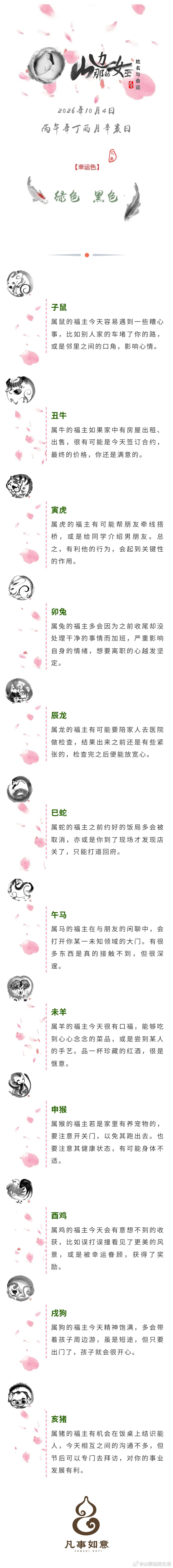 2026年10月4日生肖运势姓名与命运姓名与命运[超话] ​​​