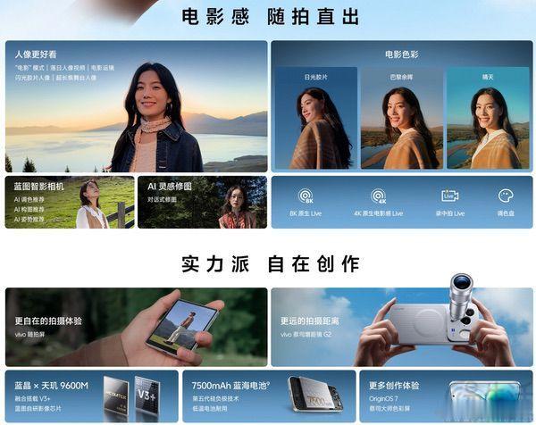 #三易快讯# 随着vivo X500系列预售活动的开启，今天该系列中的X500和X500 Pro Max也已正式上市，两款机型的售价分别从5499元和6999元起。硬件配置上，标准版机型vivo X500采用的是具备2750x1260分辨率、最高144Hz刷新率的6.59英寸AMOLED屏幕，搭载联发科天玑9600M主控，以及最高12GB+1TB的存储组合版本 ​