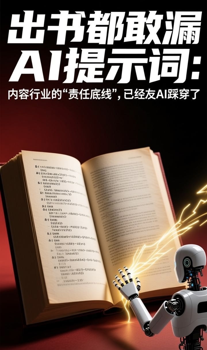 出书都敢漏AI提示词：内容行业的“责任底线”，已经被AI踩穿了

实体书中混入未清理的AI提示词，看似是编辑“手滑”的小失误，实则暴露了当下内容生产的普遍乱象：不少创作者、机构把AI当“甩锅工具”，把本该人工完成的事实核验、内容终审全交给机器。

AI能提速降本，却读不出文字里的思想温度，更没法为内