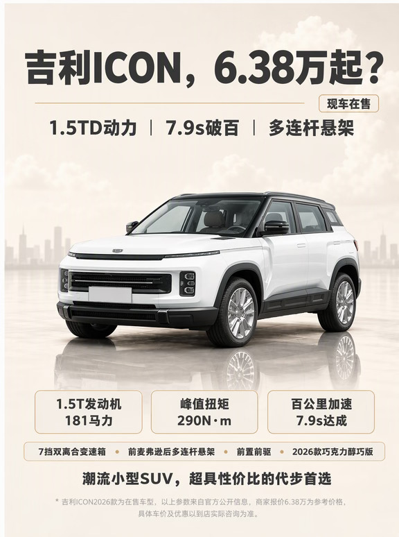 吉利ICON，6.38万起？