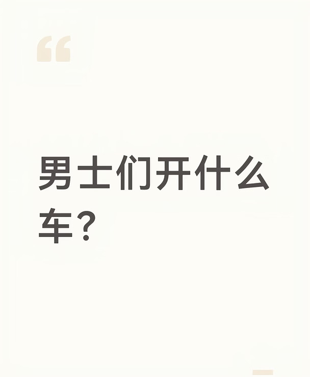 男士们开什么车？