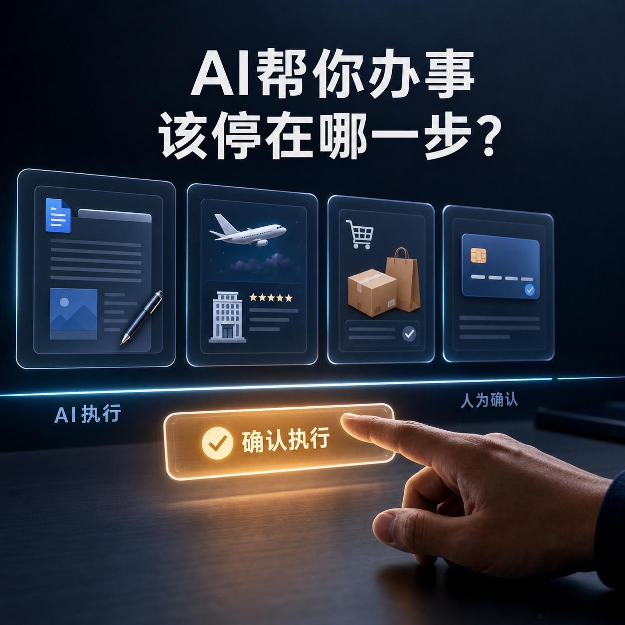 #AI帮你办事应该停在哪一步# 最近的AI已经不满足于陪人聊天了。 豆包开始把AI和办公结合，可以处理文档、PPT、表格和一些跨软件任务；千问正在把点餐、打车、购物、订机票酒店接进对话；ChatGPT也能进行深度研究、操作网页、整理文件，做出表格和幻灯片。

AI正在从“告诉你怎么做”，变成“直接替你做 ​