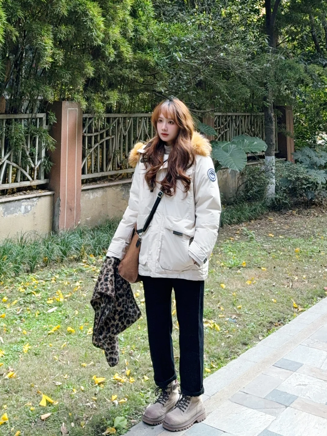 🧺整理了5️⃣套米白色毛领派克服穿搭~