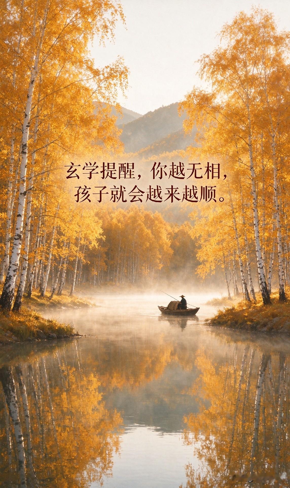 玄学提醒，你越无相，孩子就会越来越顺。

很多父母不信。觉得孩子是我生的、我养的，我不管谁管？我不操心谁操心？

你越盯着成绩，孩子越厌学；你越催婚催生，孩子越躲着你；你越拿他跟别人比，他越觉得自己不行；你越想把路给他铺好，他越走得别别扭扭。

吃好喝好是责任，供书教学是义务，立规矩、讲道理、铺路子