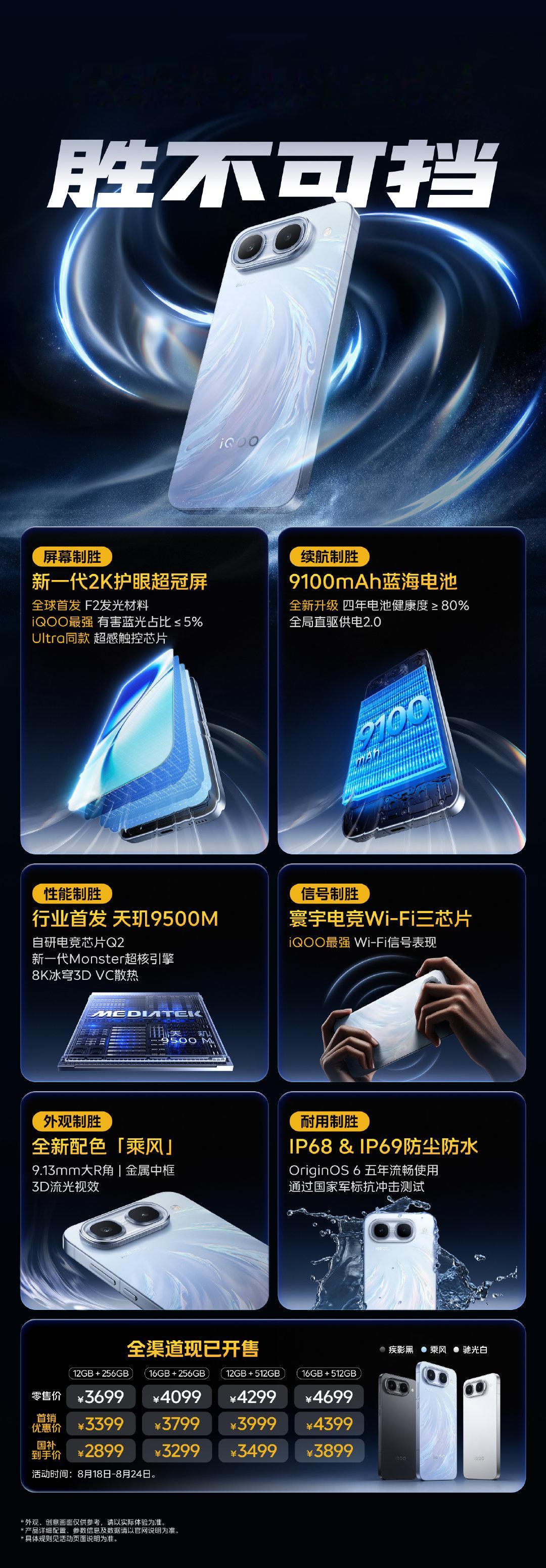 iQOO Neo11至尊版售价公布！

•12+256G 3699，首销3399，国补2899
•16+256G 4099，首销3799，国补3299
•12+512G 4299，首销3999，国补3499
•16+512G 4699，首销4399，国补3899

香不香？炸不炸？买不买？？？[举手] ​