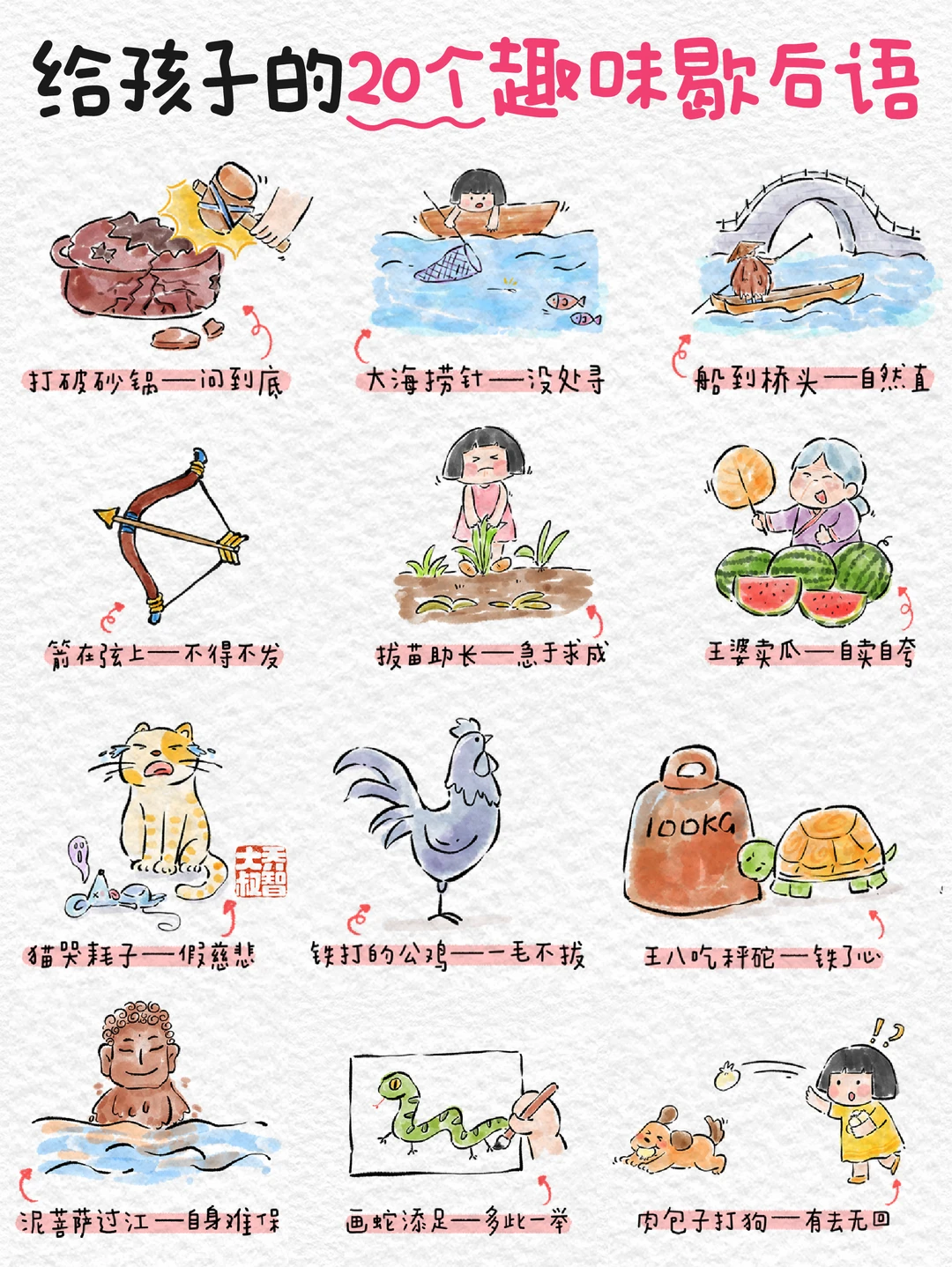 20个常用歇后语，孩子看完秒当梗王✨
