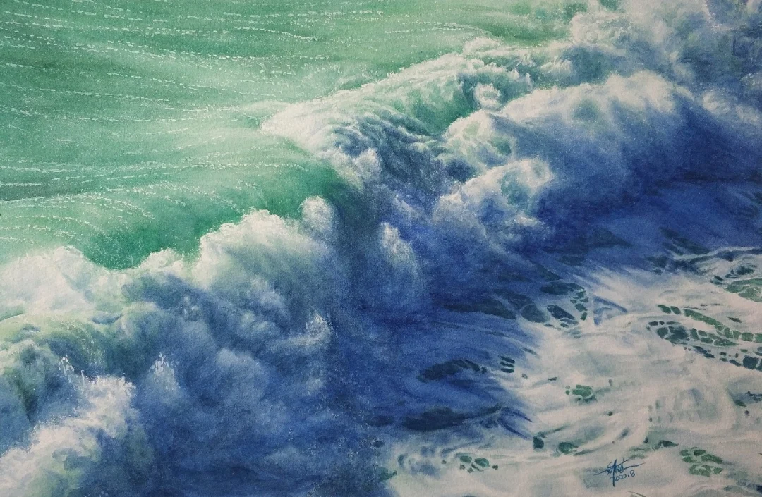 水彩 海浪