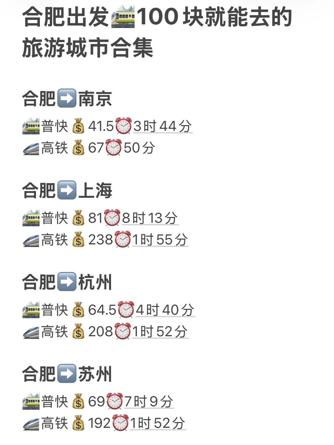 合肥出发🚞100块就能去的旅游城市合集