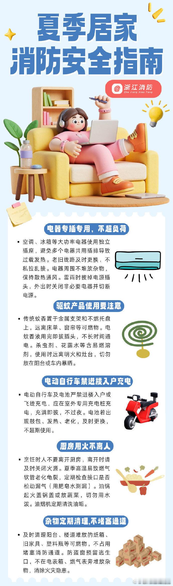 夏季居家消防安全提示 ​​​