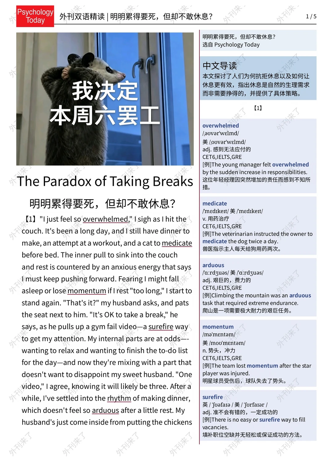 外刊精读317｜明明累得不行，却不敢休息...