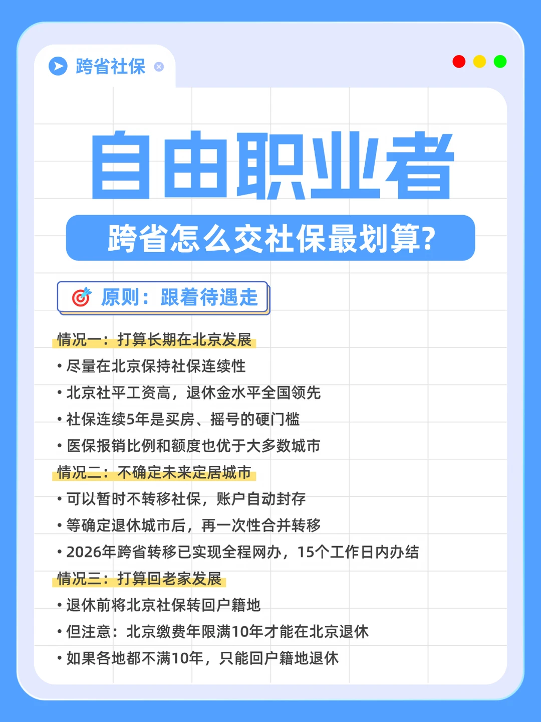 自由职业者跨省社保怎么交最划算？