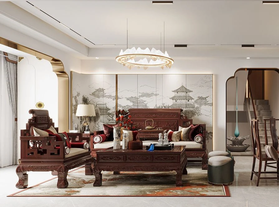 152㎡拱门设计的新中式风格装修❣️