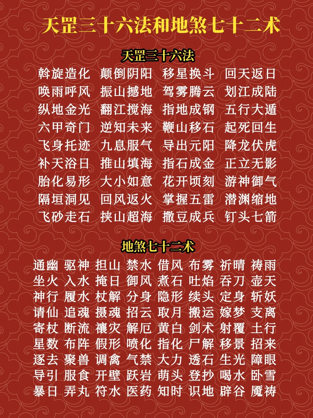 天罡三十六法和地煞七十二术