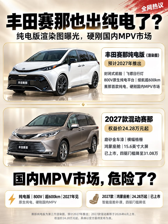 丰田赛那也出纯电了？能否撼动国内MPV市场