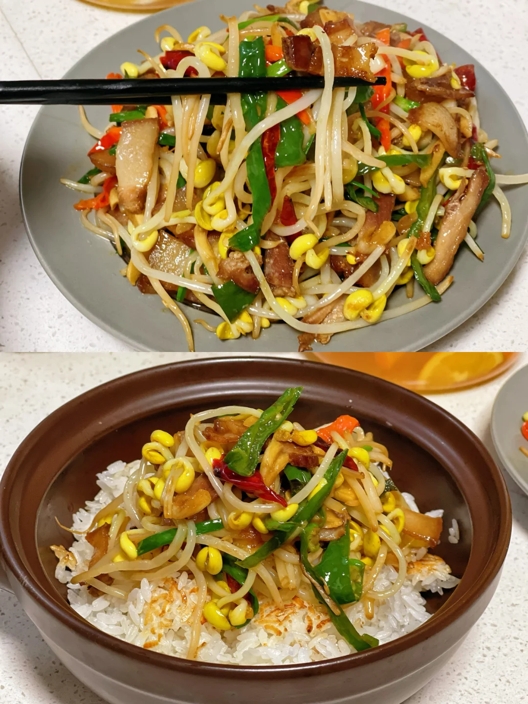 五花肉炒豆芽好吃又实惠的家常下饭菜