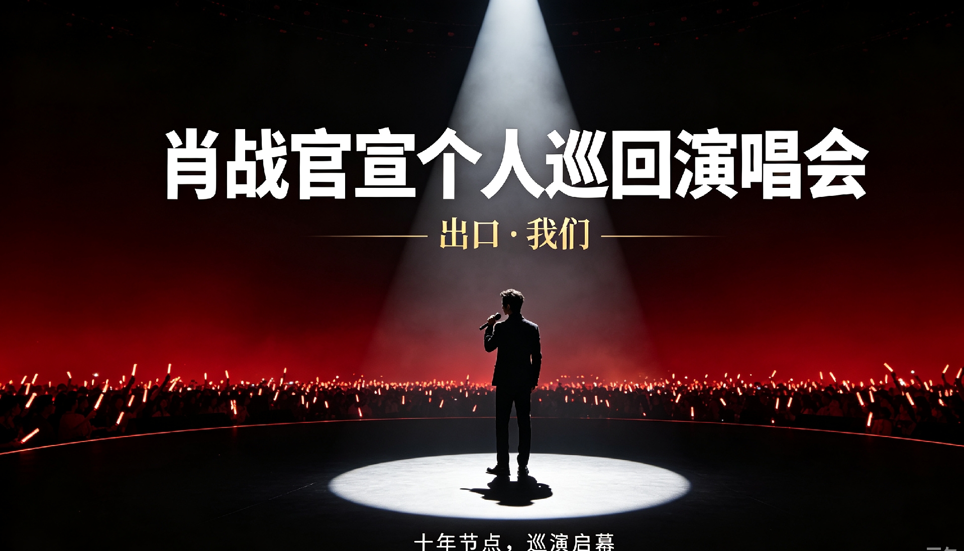 肖战官宣个人巡回演唱会
终于来了！10月13日肖战发文：“这次，［出口·我们］见”，正式官宣「出口·我们」个人巡回演唱会。
 
这也是他出道十周年，第一次开启个人巡演。首轮两城四场公布：南京站10月23、25日，上海站11月6、8日。消息一出迅速刷屏，不少粉丝直呼等了太久。
 
票价区间390‑19