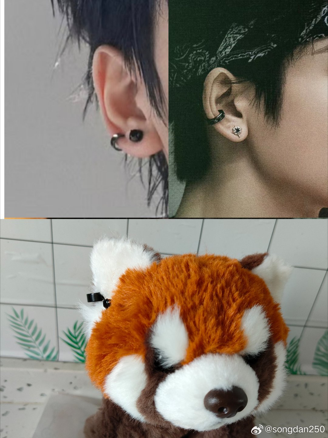 #张凌赫[超话]# 恭喜开推4收官[卡皮巴拉]🎉：以下是本季开推凌赫的耳钉合集模仿秀。友情出演：小熊猫模特(就假装它是阿维塔的塔可吧[心])和义乌小商品们😂 ​