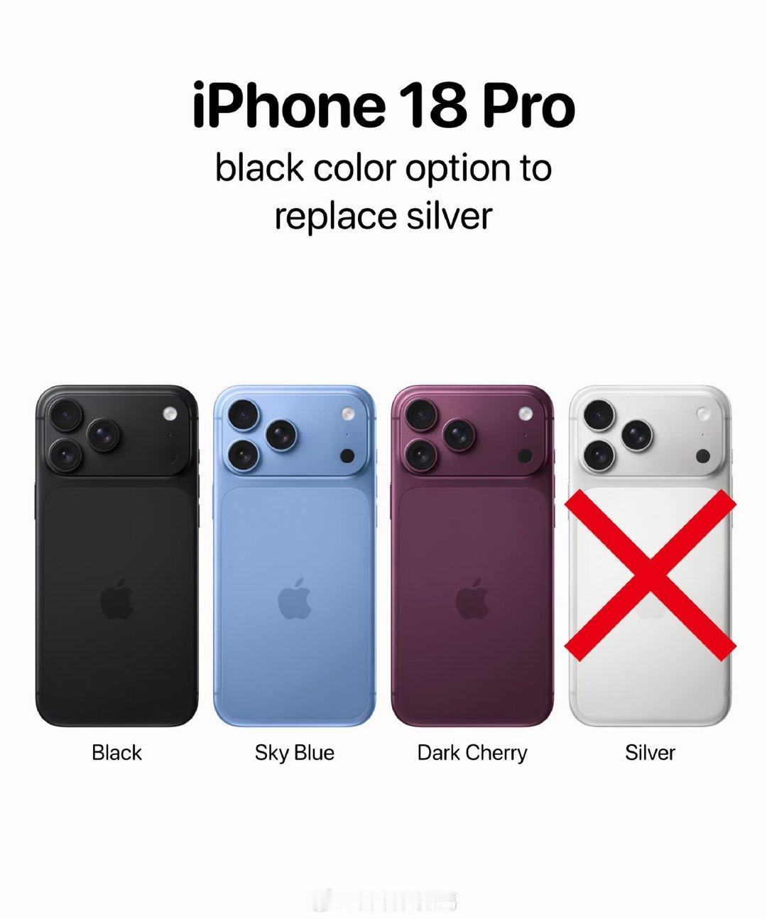 坊间传闻iPhone 18 Pro系列今年银色/白色没了？黑色取而代之啊哈哈哈哈 ​