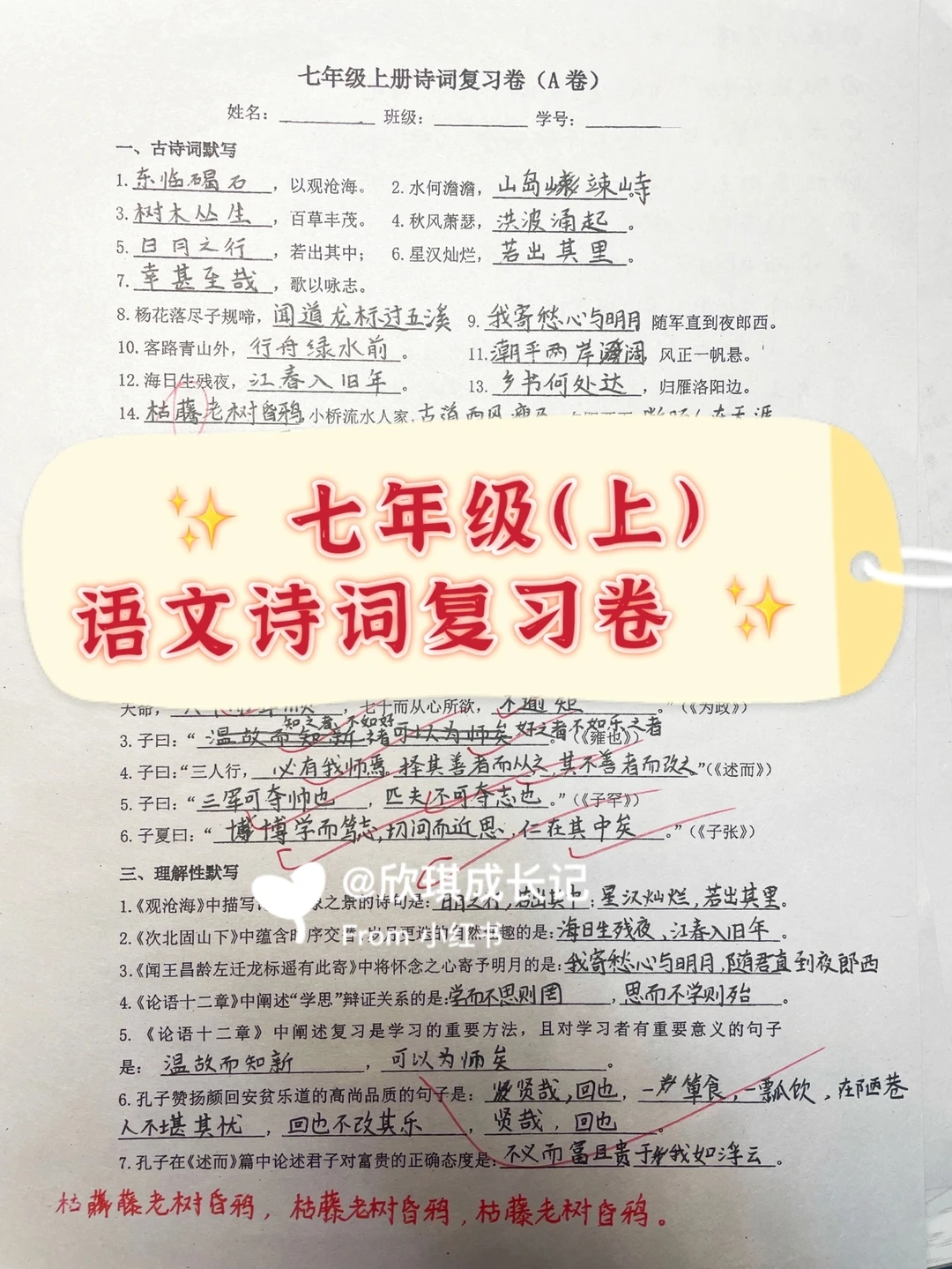 七年级（上）语文诗词复习卷