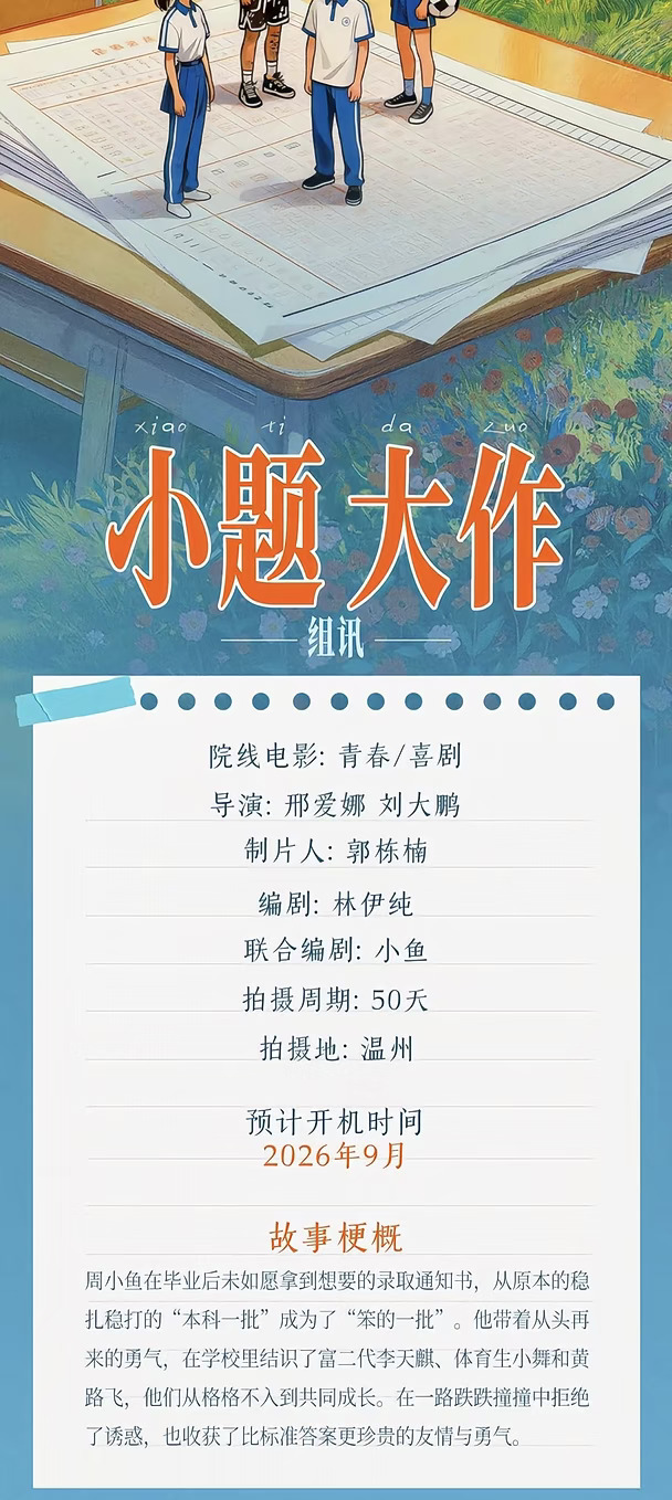 坏猴子影业青春喜剧电影《小题大作》组讯