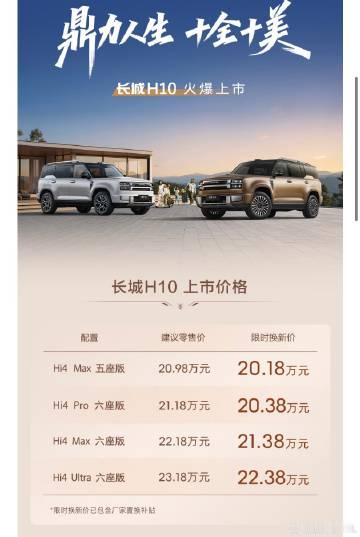 20万最值得买的一台车，长城H10正式上市了。<br /><br />...