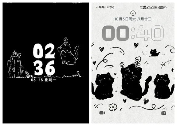 阔折叠☆小米18 fold主题壁纸 幸运黑猫