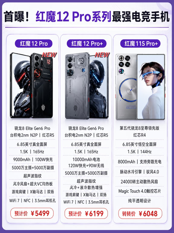 红魔12Pro系列最强电竞手机曝光！