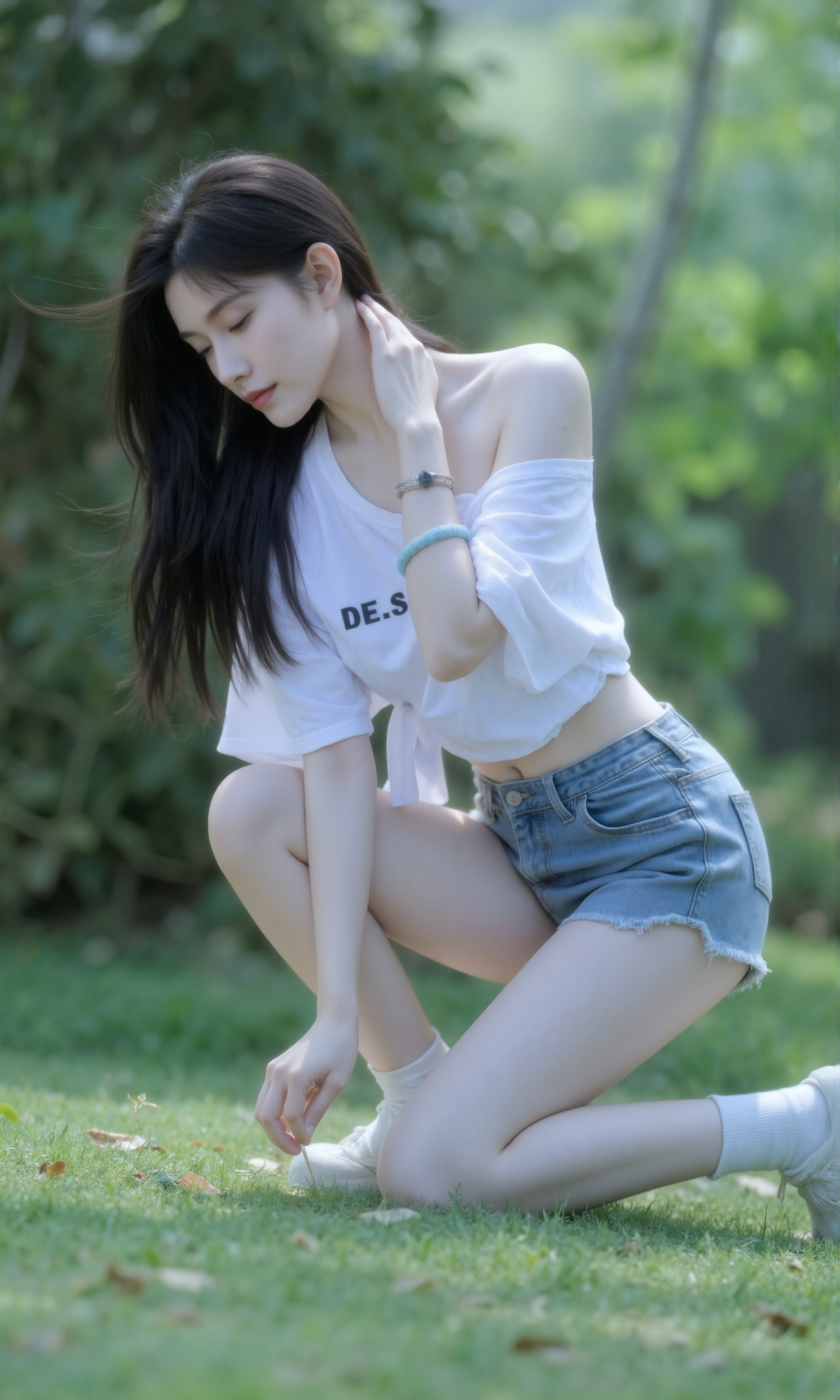 牛仔短裤的美女写真，太美了