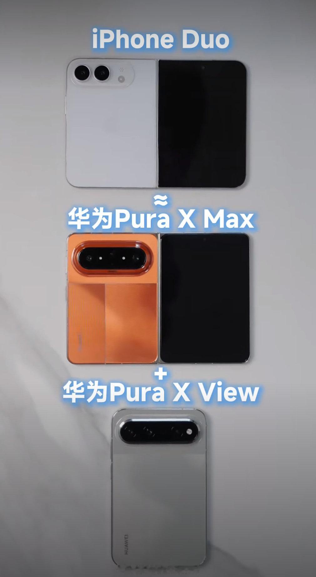 #iPhoneDuo PuraXMax#
这两个放在一起基本没有可比性，选择DUO只因为想选择苹果。
选择XMAX，因为屏幕更大，重量更轻，续航更强，充电更快，有长焦，支持双SIM卡+esim，APP适配碾压其他折叠屏，价格便宜[doge]。 ​