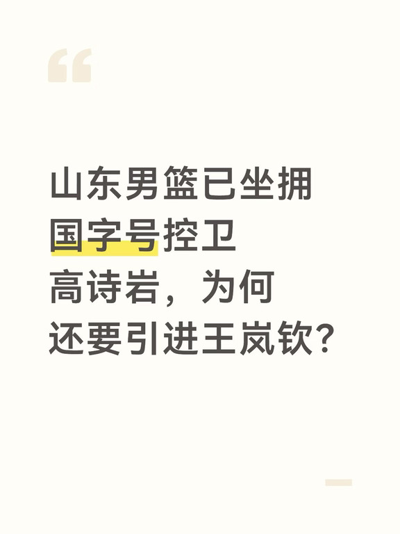 山东男篮已有高诗岩，为何还要引进王岚嵚？
