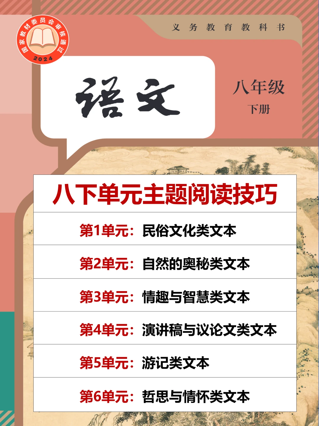 八下阅读想高分，必刷单元知识点和类文