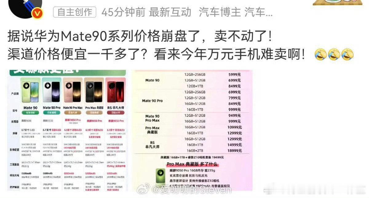 #华为Mate90系列销量#从哪来的渠道价格崩了？

三天半27万台还是在ProMax缺货的情况下的激活量！

造谣成本确实太低了！ ​