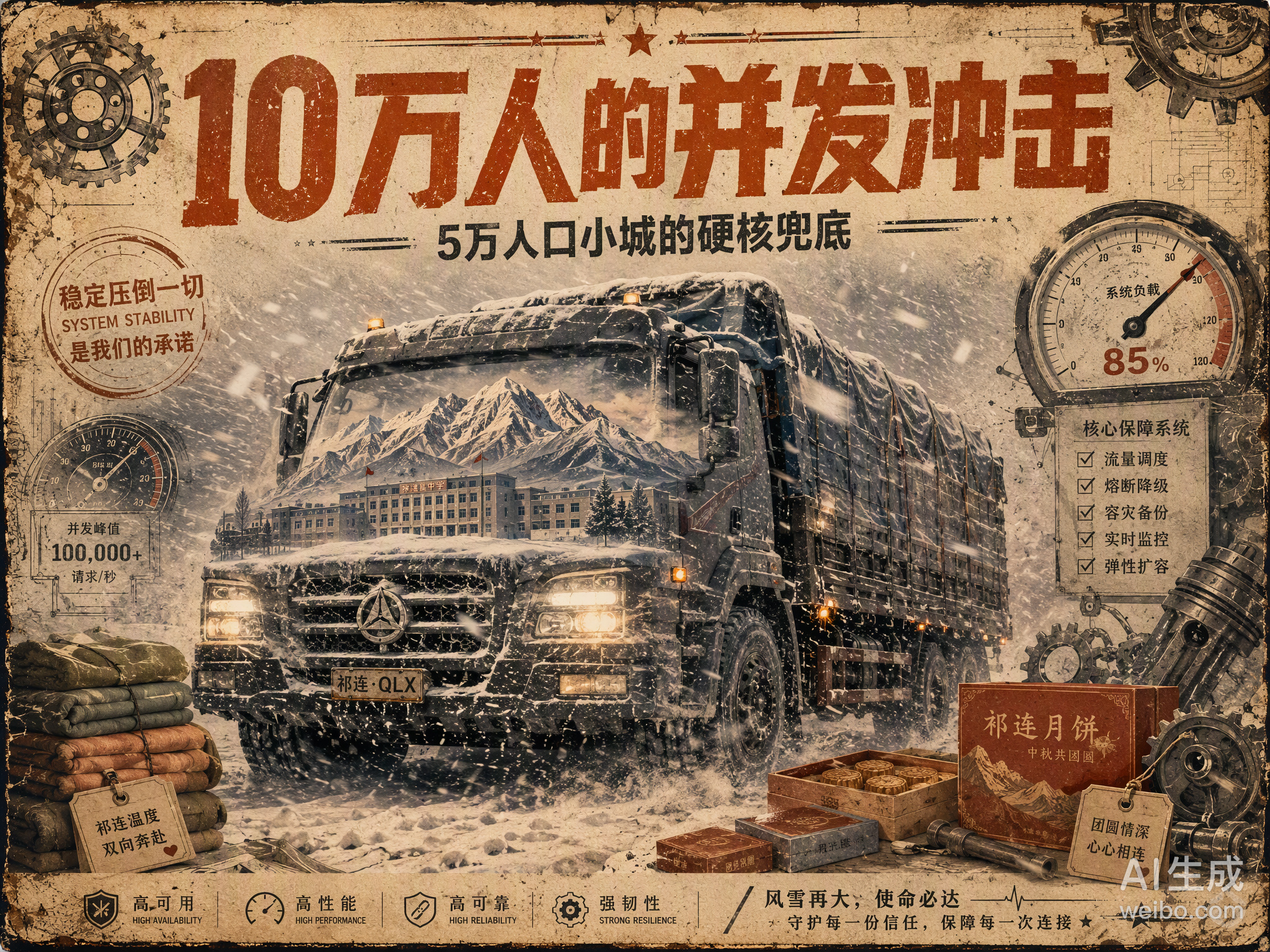 国庆长假，青海祁连这个常住人口仅5万的小县城，硬是扛住了10万游客的“并发冲击”。

这事儿要是放在车圈，就像是一台标称50匹马力的小排量发动机，突然被塞进了满载的重卡，还得在零下4℃的雨雪天里跑出高速巡航的稳定性。全县400多家酒店瞬间售罄，文旅局的求助电话被打爆，这种“算力过载”的局面 ​