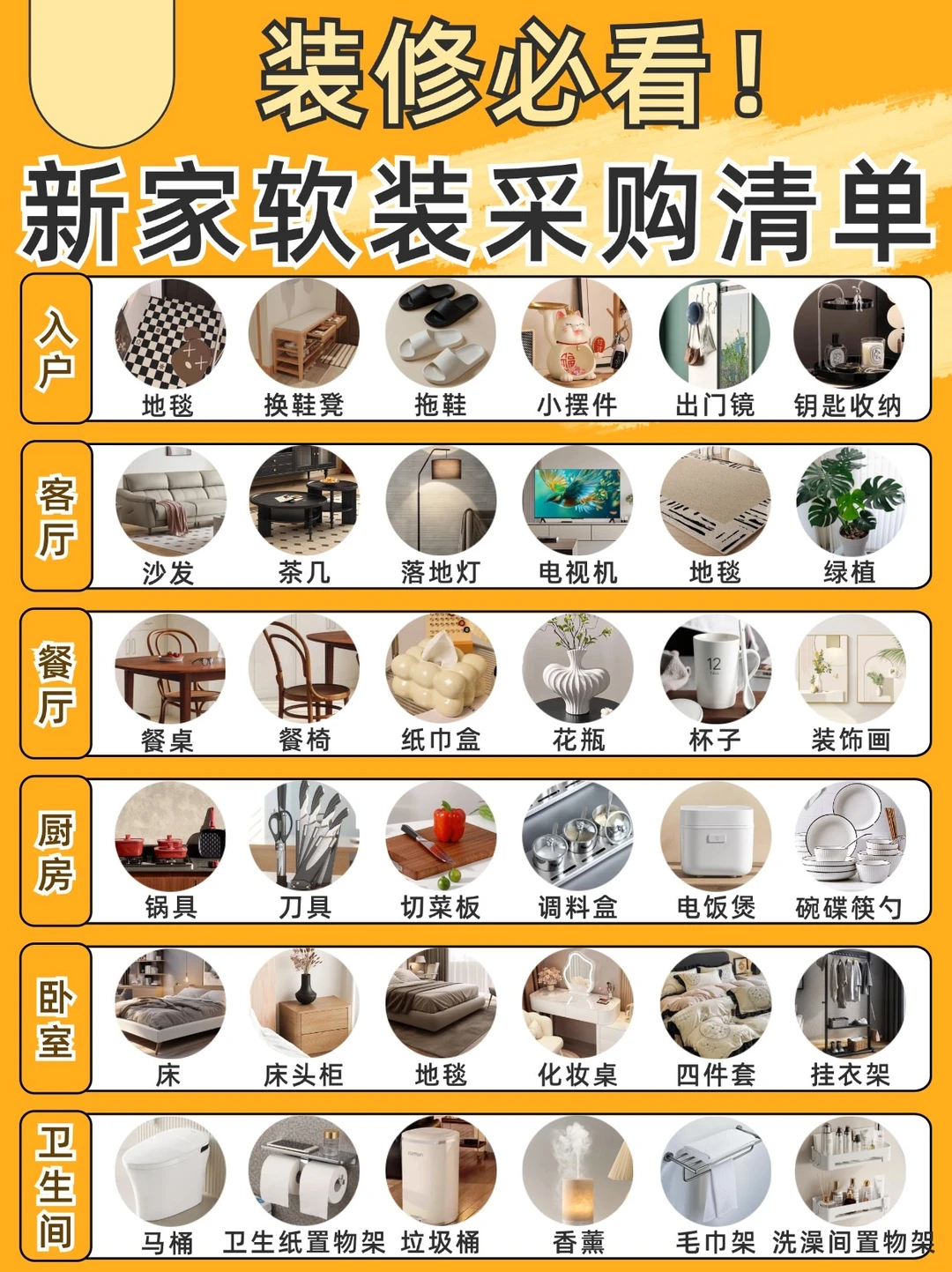 新家入住详细清单🔥一篇搞定软装采购