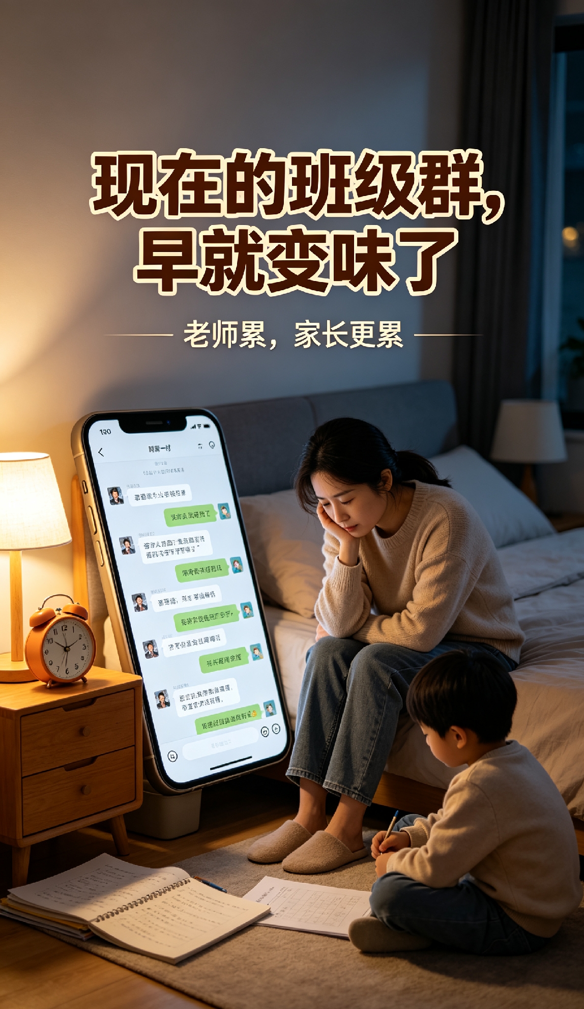 班级群彻底变味，老师家长两头都熬得难受

现在的班级群，早就不是单纯用来通知事情的地方，真的变味了。
 
大半夜，还有家长在群里打卡晒作业。有位班主任感冒身体不舒服，开会开了静音没能及时回消息，还被家长当众质问，不知道出来哼一声吗，听着就让人心里不舒服。
 
辽宁有地方试点让班主任退出家长群，没想到