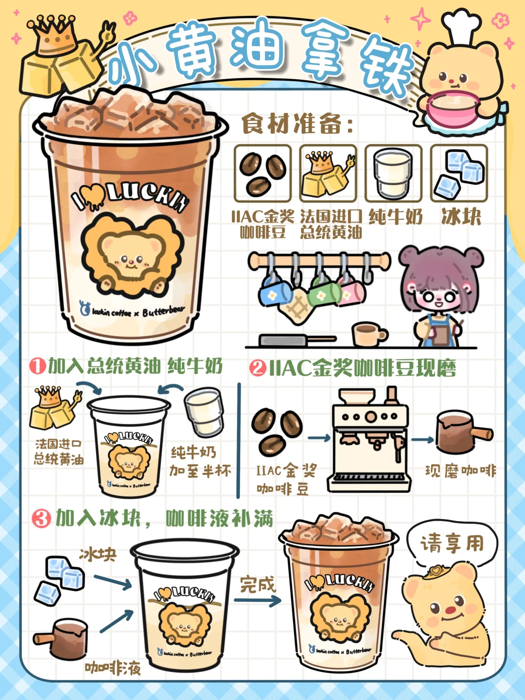 手绘食谱🧈｜丝滑香醇☕奶味浓郁👍摸鱼必点