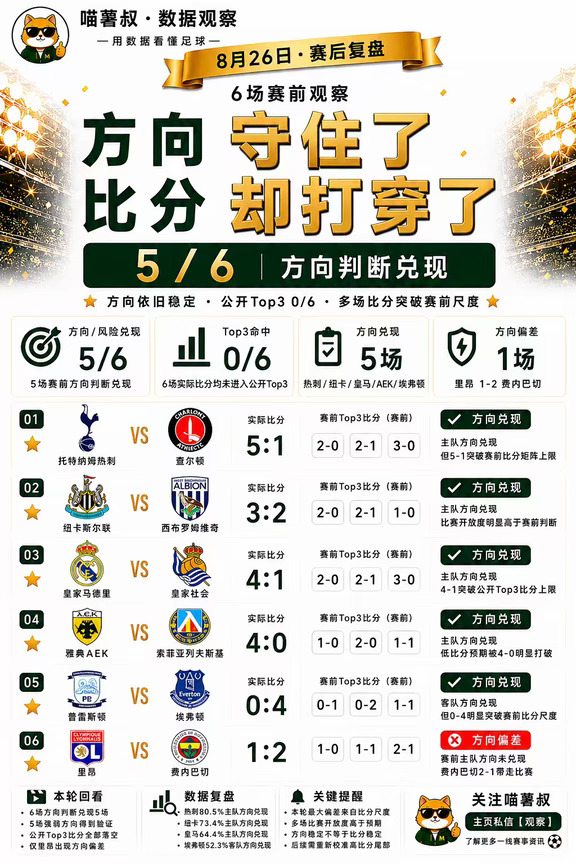 这6场，虽然把方向守住了，但比分却完全掉线