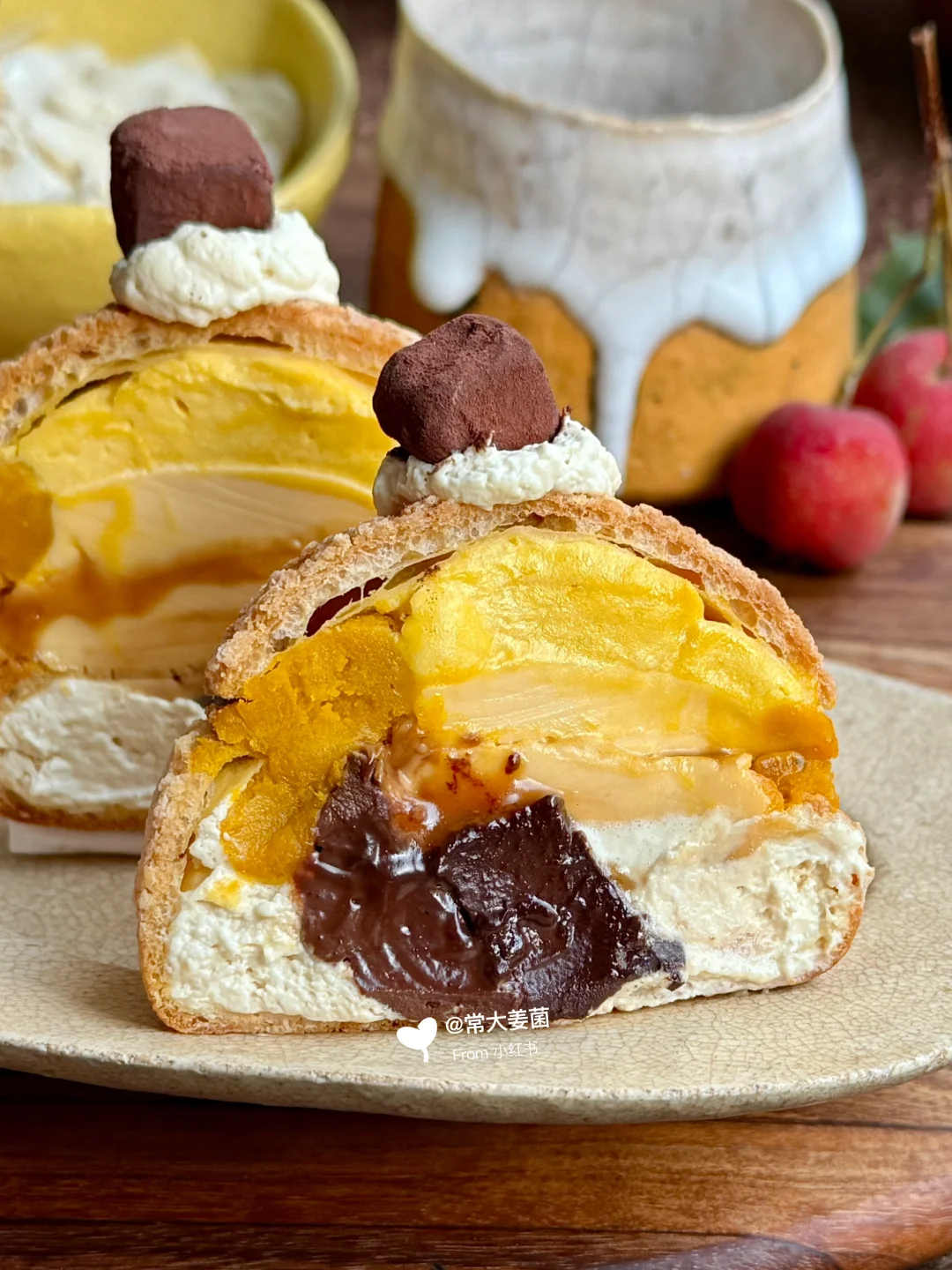 🍮焦糖布蕾生巧南瓜泡芙🎃边角料的惊喜！✨✨