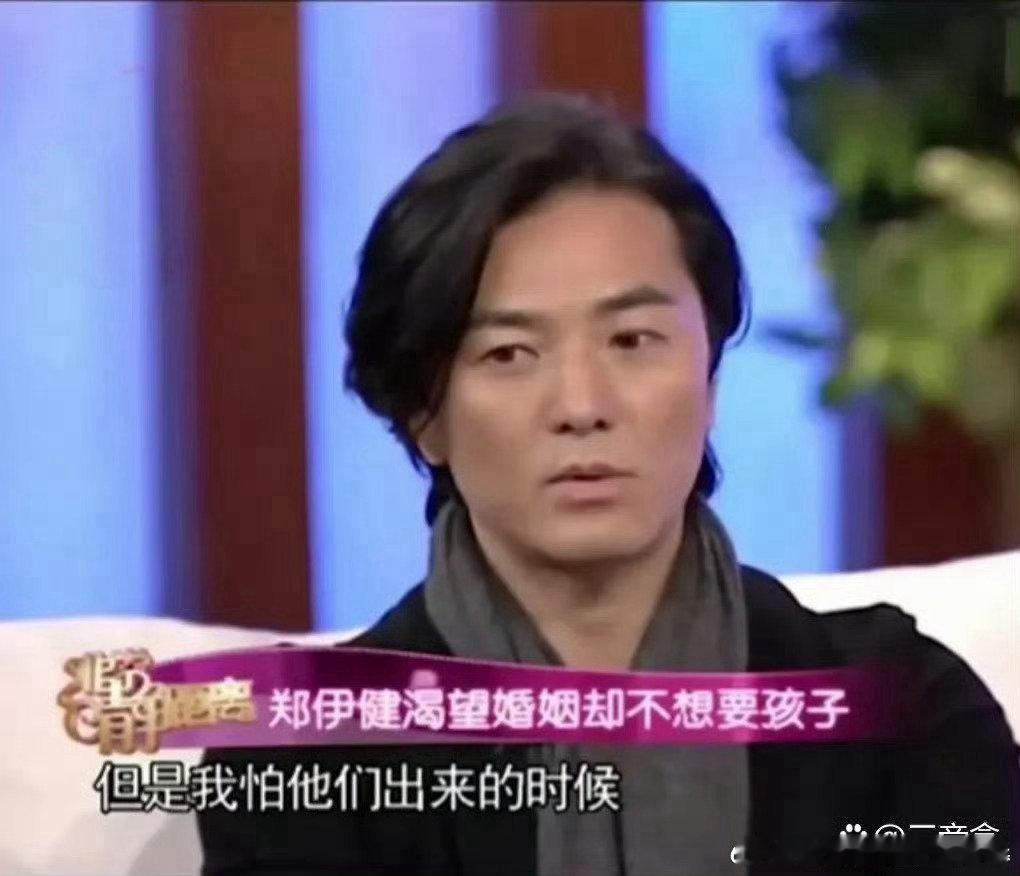 演员郑伊健说：“当时和蒙嘉慧结婚后不久，她提出想要个孩子，我说这是不可能的，我是坚决要做丁克的，因为我怕他们到来的时候压力蛮大，现在的小朋友刚出生，就要考虑他要学什么，要做什么，如果生小孩子只为你自己开心，但是你有没有想过他开不开心，他愿不愿意来到这个世界上。郑伊健和蒙嘉慧2013年 ​