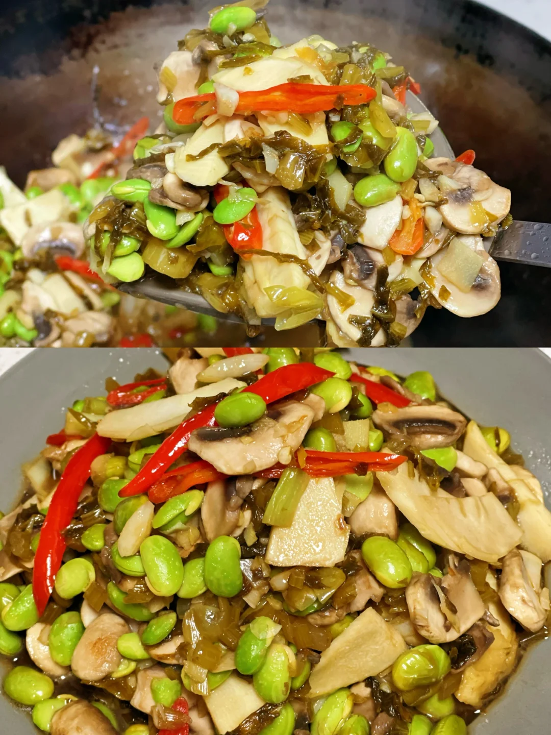 雪菜冬笋炒毛豆米做法鲜的掉眉毛下饭菜必备